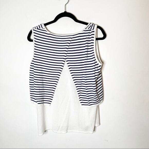 NWT Evolution by Cyrus Sleeveless Medieval/White Stripe Top SZ L - Picture 5 of 8